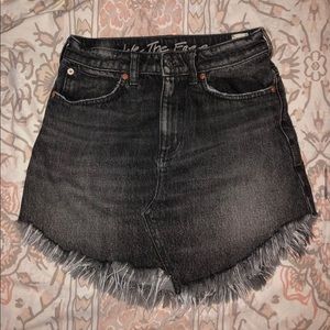 Free People Black Denim Skirt
